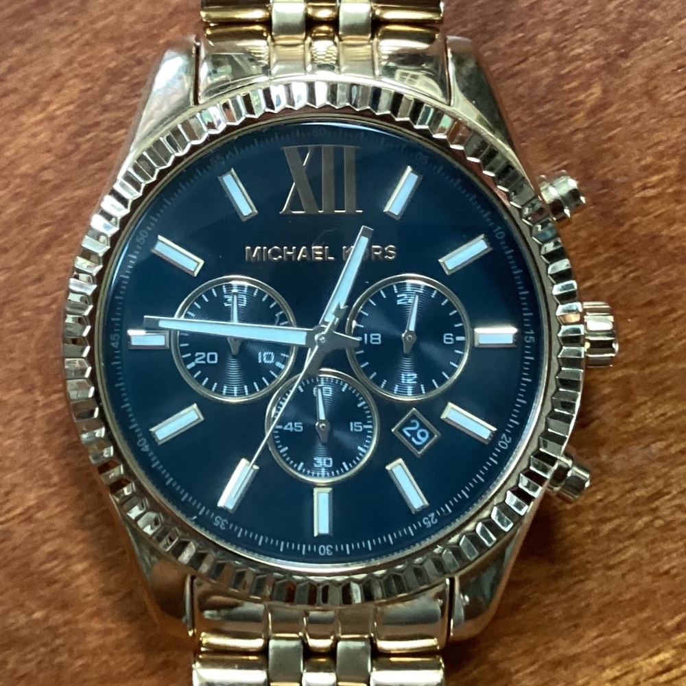 Michael Kors Men's Lexington Chronograph Gold-Tone Stainless Steel Watch 45mm